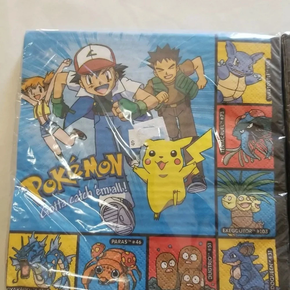 Vintage Pokemon Pikachu Party Napkins DesignWare 16 COUNT. New 3-ply LOT OF 3.